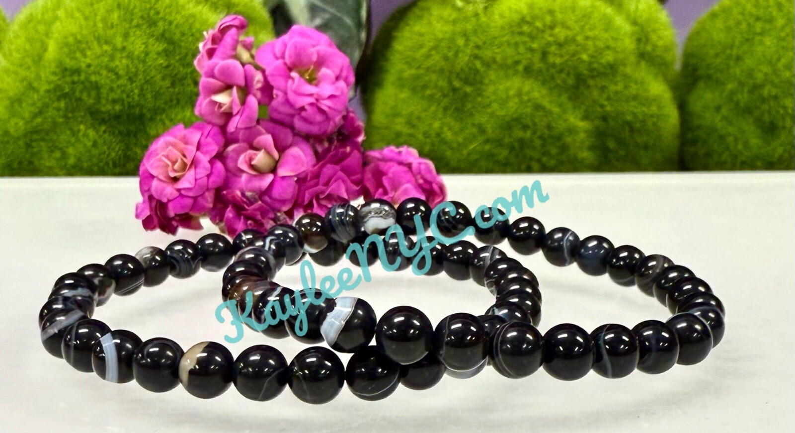 Wholesale Lot 6 Pcs Onyx 6mm 7.5” Crystal Healing Stretch Bracelet