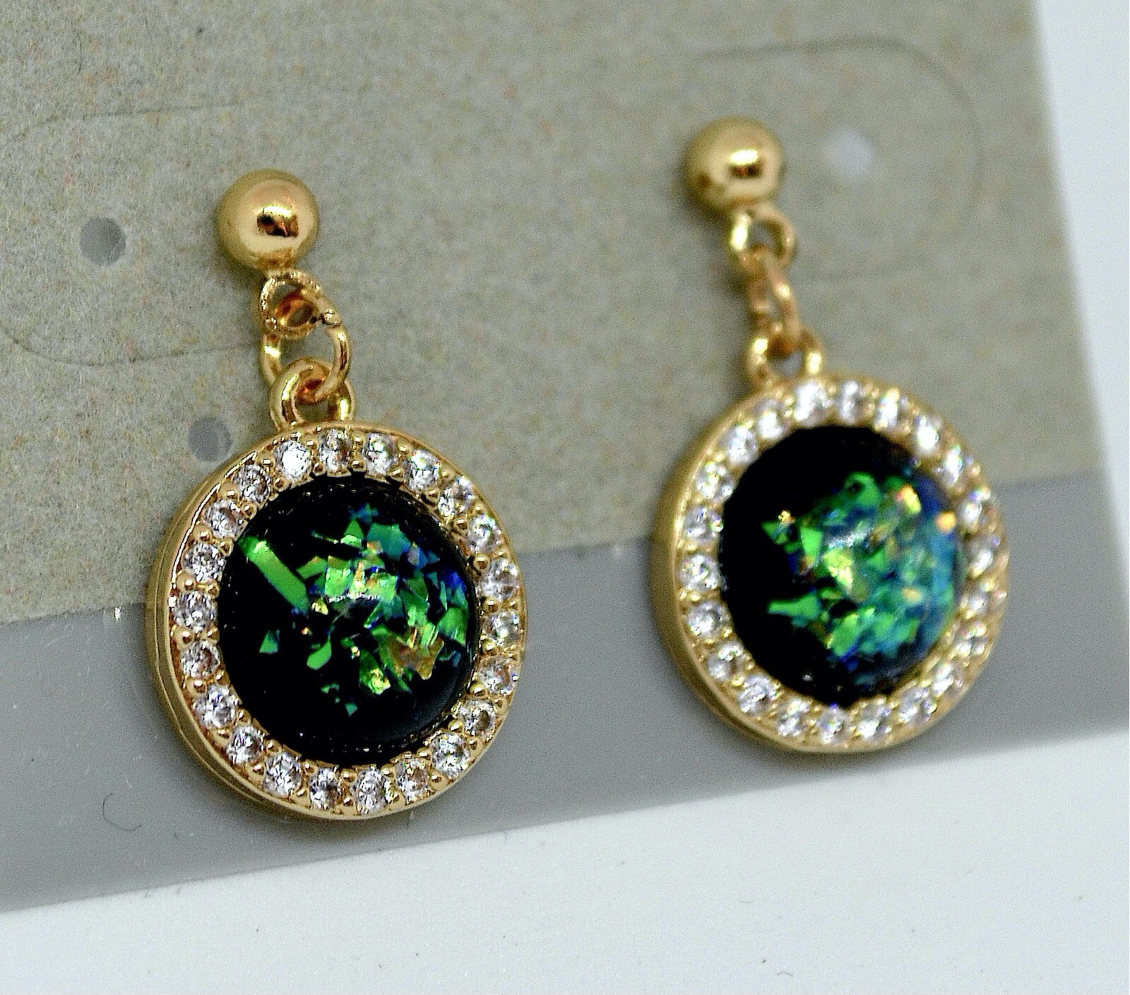 Green Gemstone Multicolor Stud Earrings