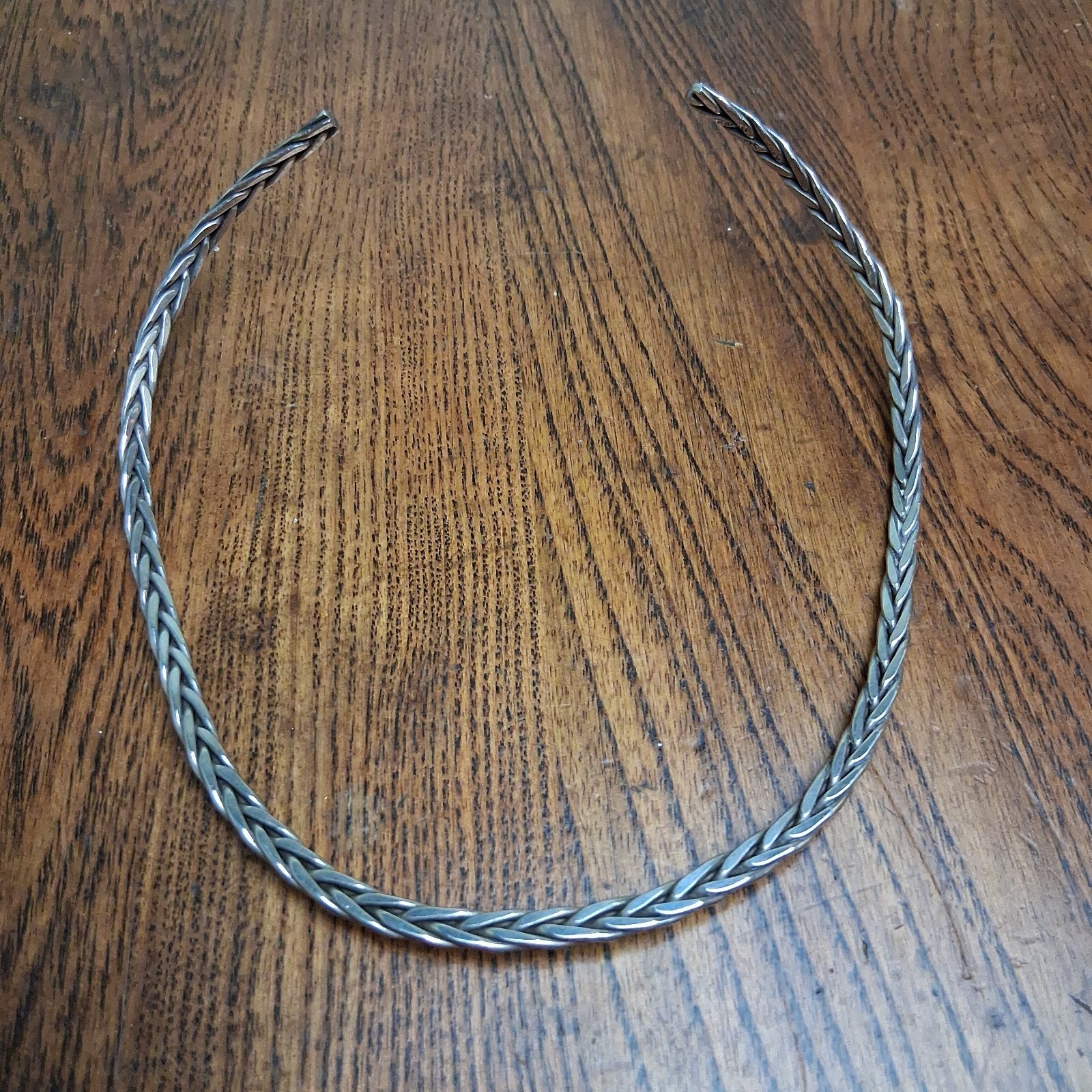 Sterling Silver925 Omega Collar Necklace Braided Open Neck Wire 30g Quiet Luxury