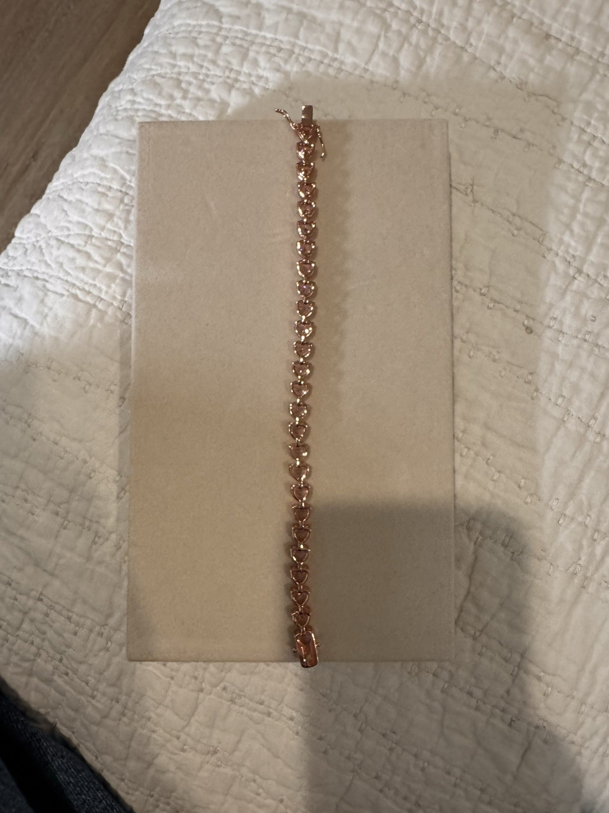 Pink Crystal Heart Tennis Bracelet 8 inch