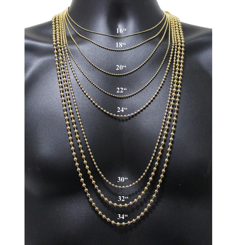 Stainless Steel Ball Chain Dog Tag Bead Gold Plated Necklace Link 1.5/2/3/4.5mm