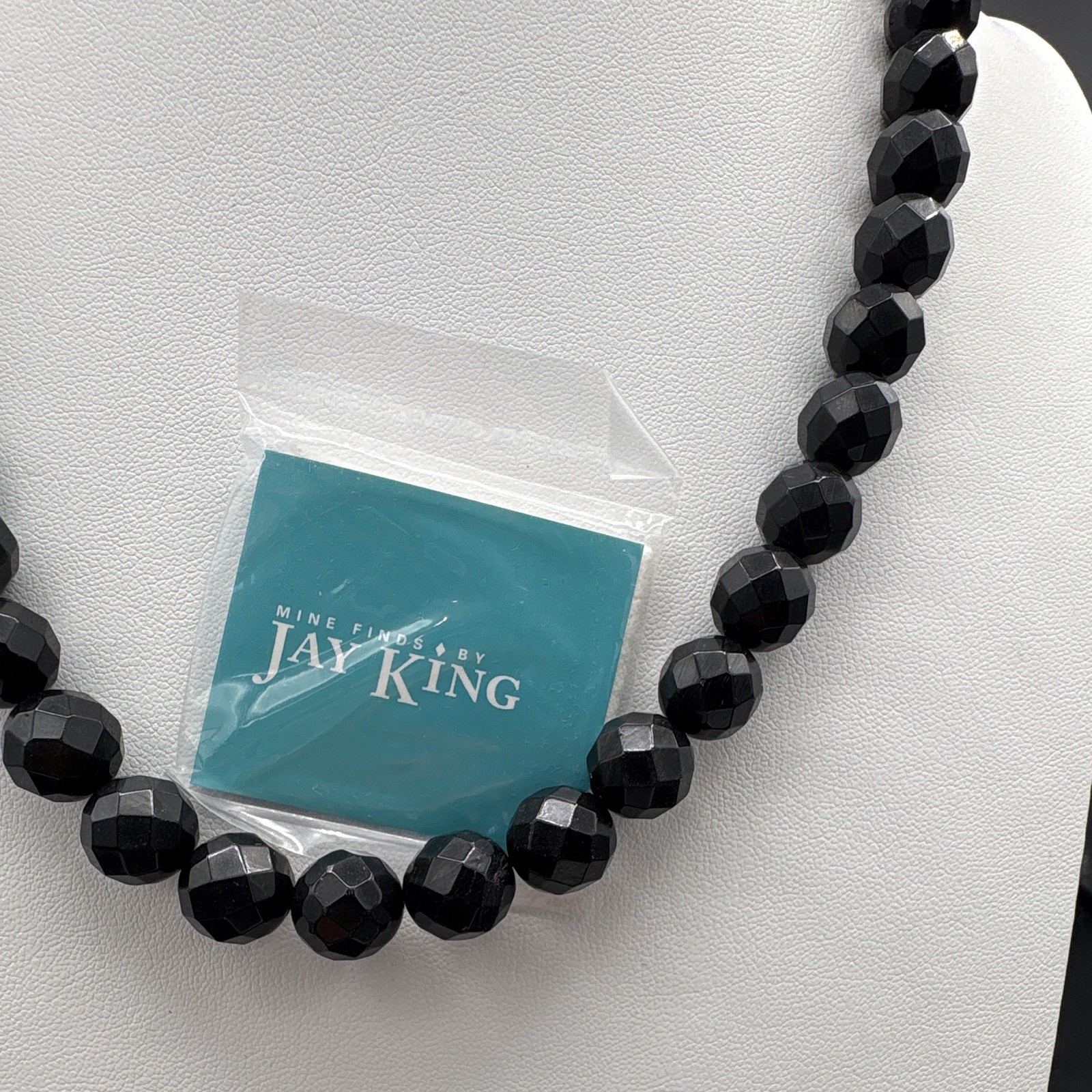 Jay King 20” Faceted Black Tourmaline Beaded Necklace Sterling Silver 925