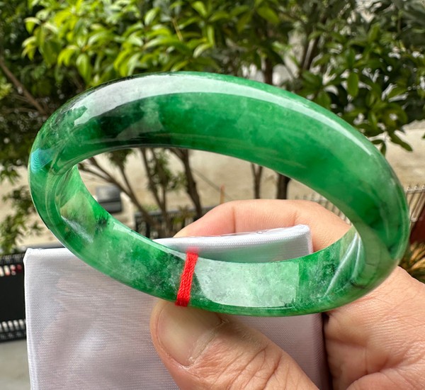 Natural Grade AAA Ice Green Burmese Jade jadeite bracelet bangle Women 56MM