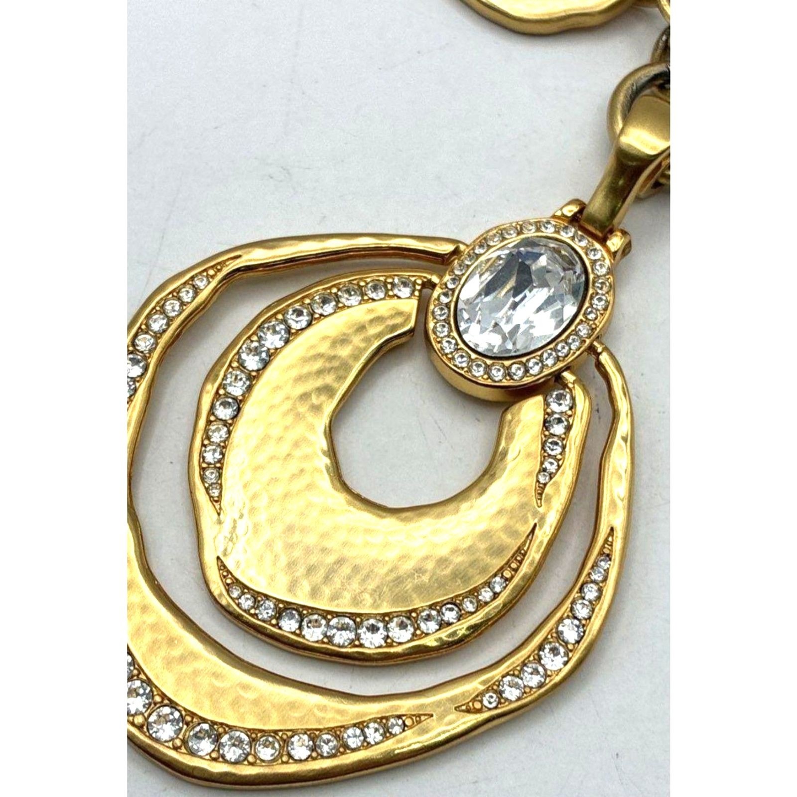 Vintage Brighton Rhinestone Circle Pendant Toggle Necklace