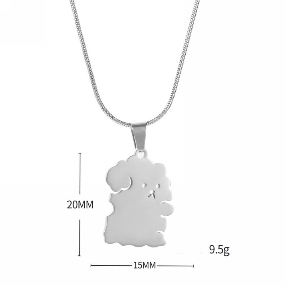 Stainless Steel Hugging Dog and Cat Couple Necklaces Set Best Friends Gifts