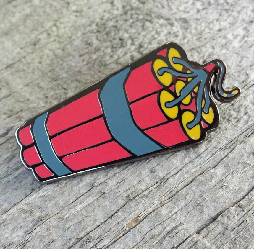 Red Dynamite Hard Enamel Metal Lapel Pin Anarchist Handbook Michael Malice