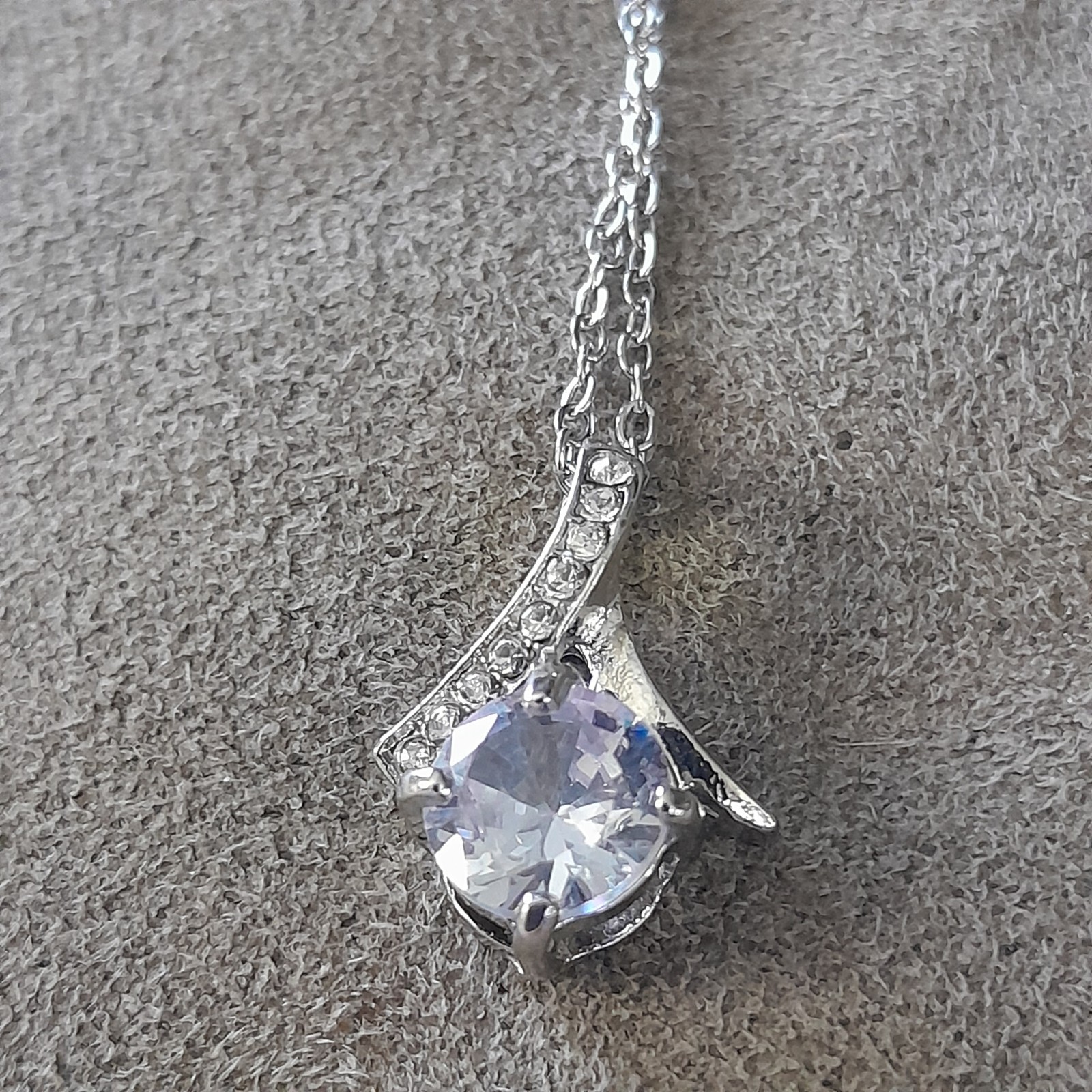 Women 17 in Necklace/Earrings 4 CT Sterling Silver 925 Brazilian Clear Sapphire