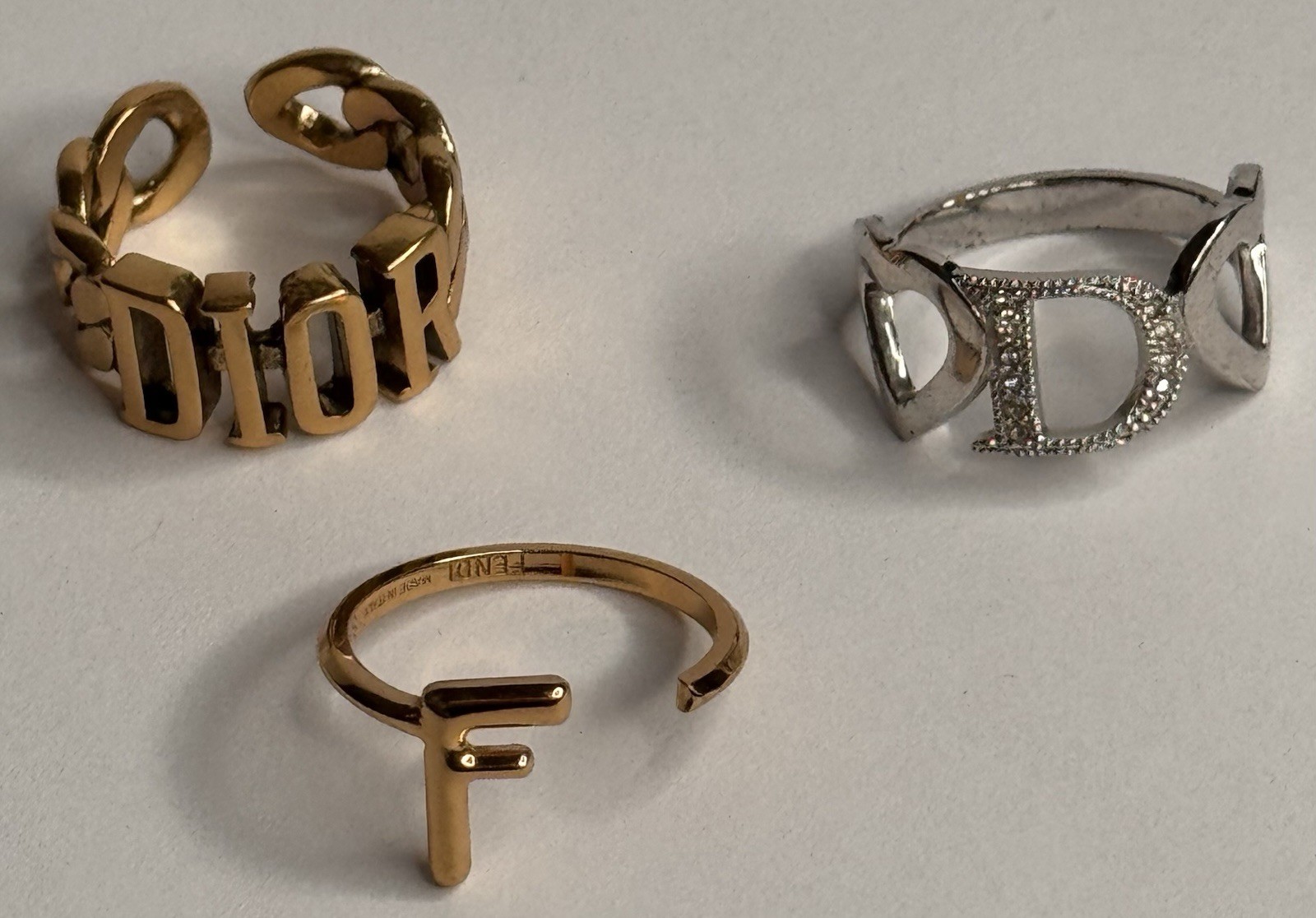 Christian Dior Rings and Fendi Gold Tone And Silver Size 6 USA