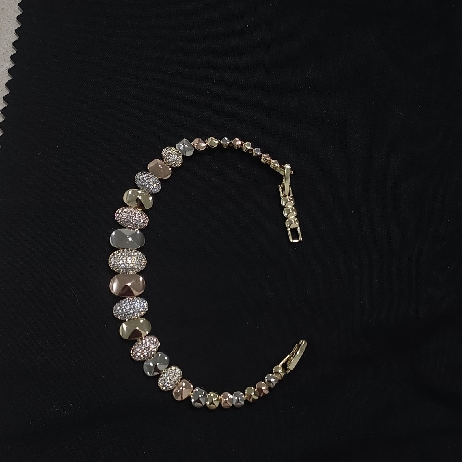 Gold Plated Crystal Beaded Tennis Bracelet – Lobster Clasp, Stackable, 8 in