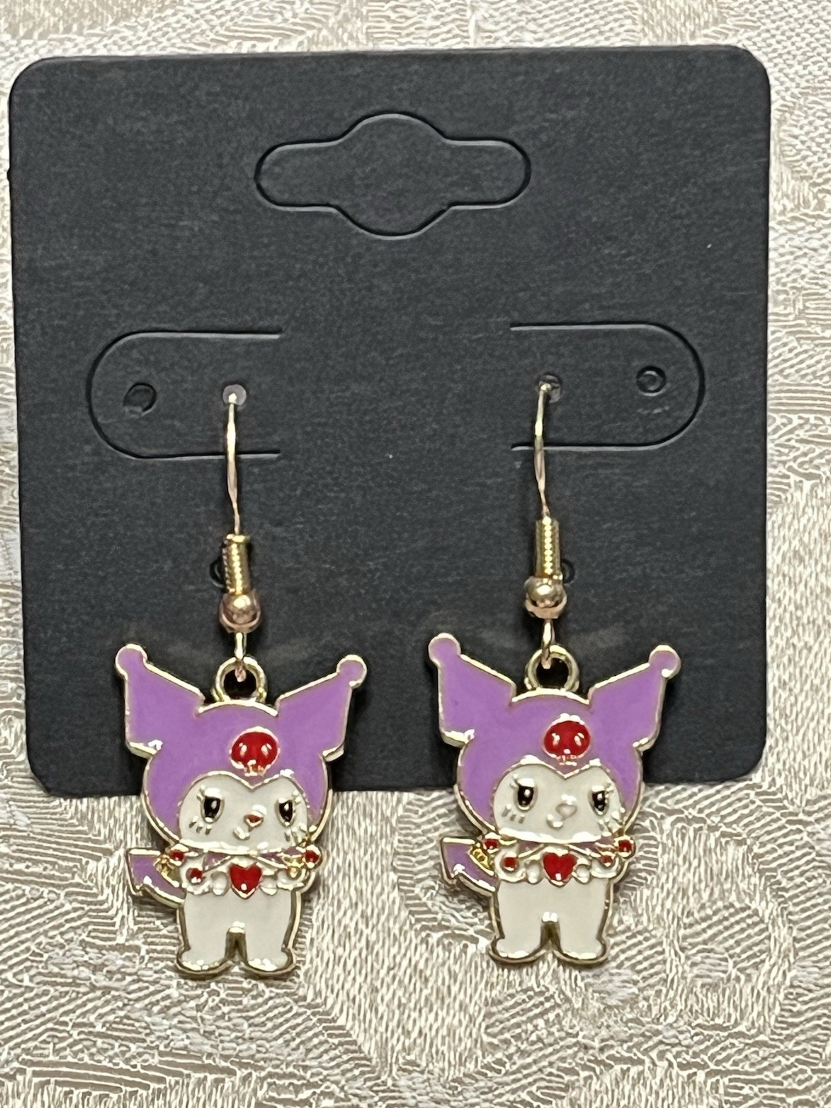 Kuromi Heart Love Cupid Silver Charm Drop Dangle Fun Boho Hello Kitty Earrings