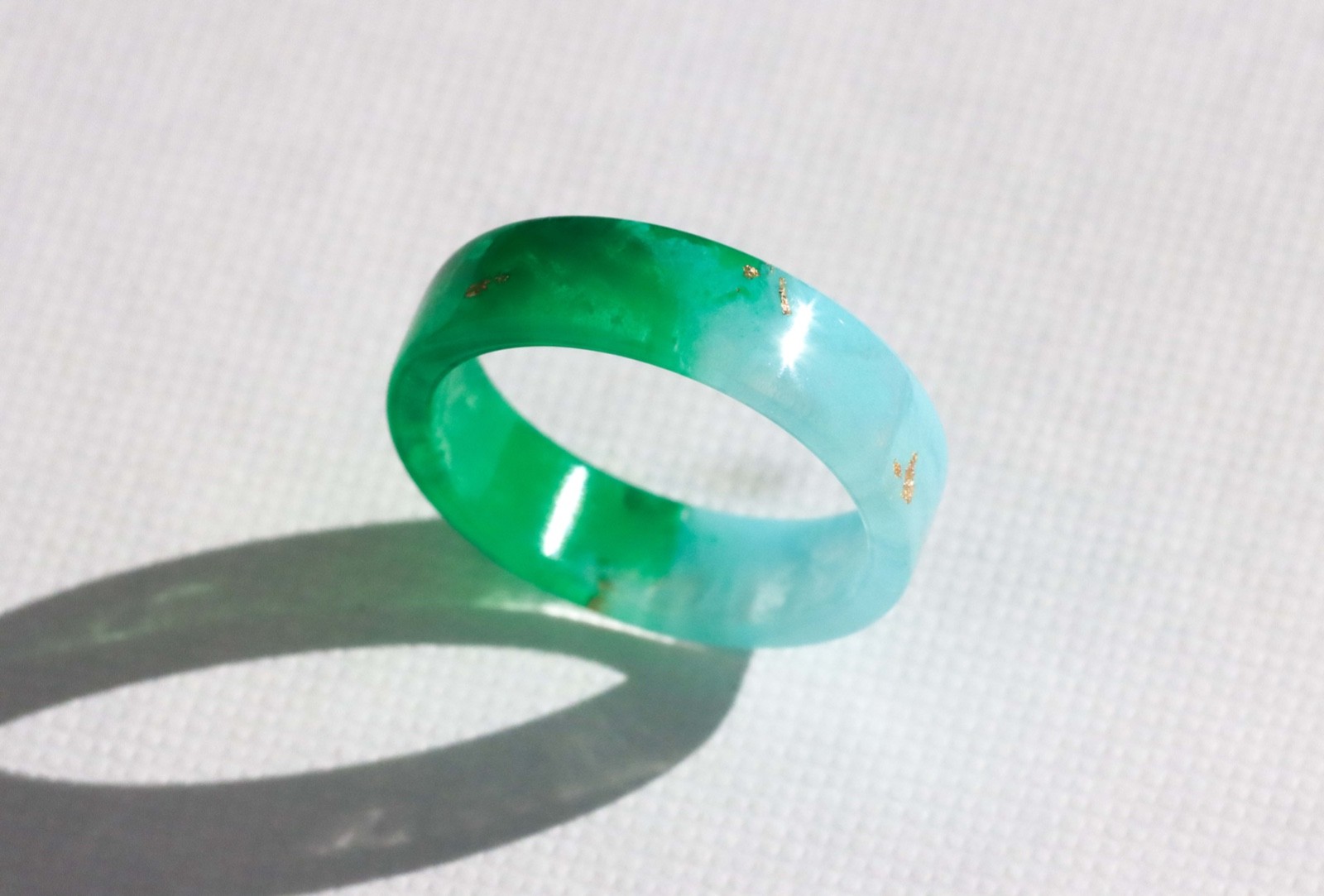 Green Blue Resin Ring Ombre Band Two Tone Minimal Jewelry Gift for Her