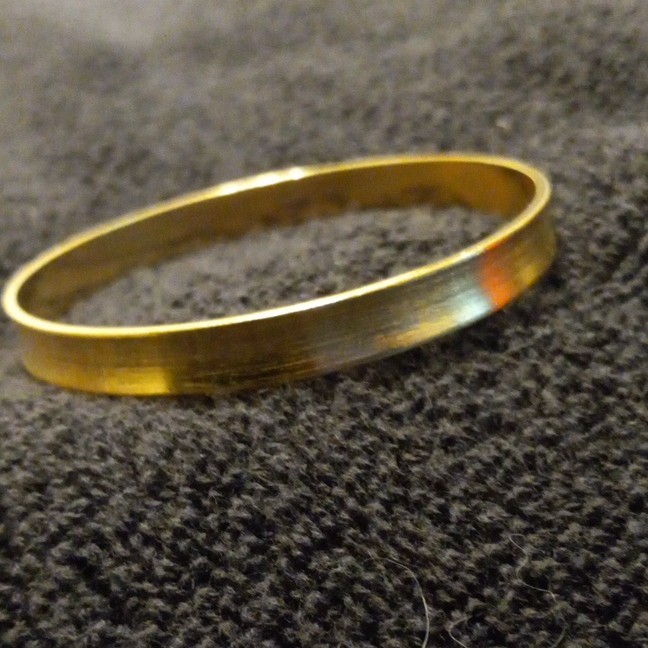 Gold Tone Round Bangle Bracelet Rigid Metal 68mm diameter 7mm wide concave face