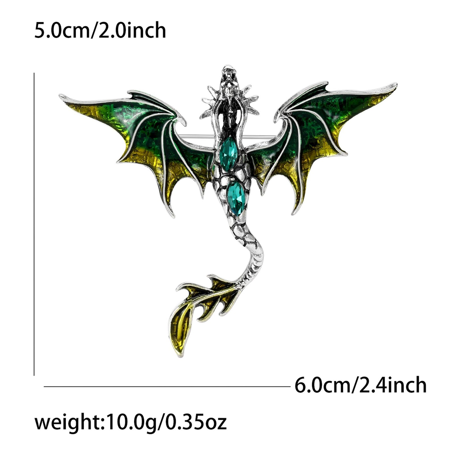 Enamel Dragon Brooch Pin Women Unisex Rhinestone Flying Jewelry Party Gift