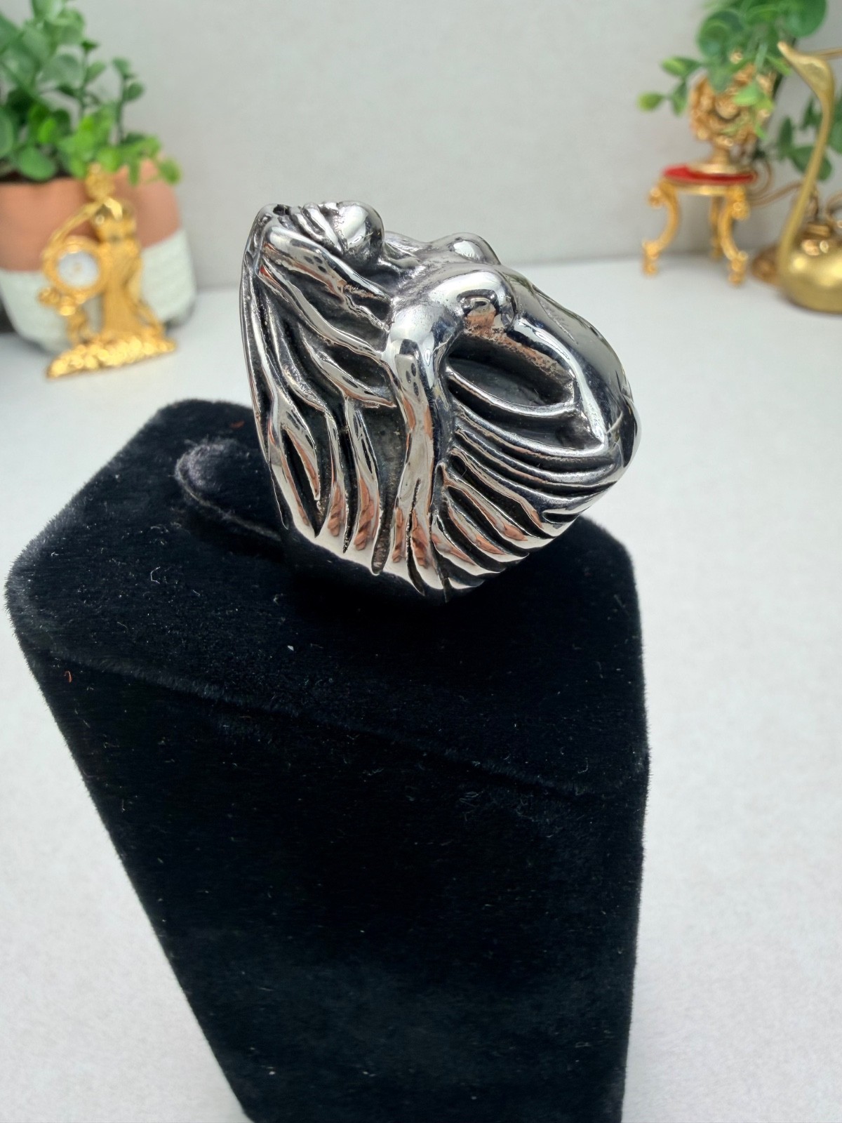 Stainless Steel Sculptural Nude Woman Art Ring Statement Biker Ring Unisex