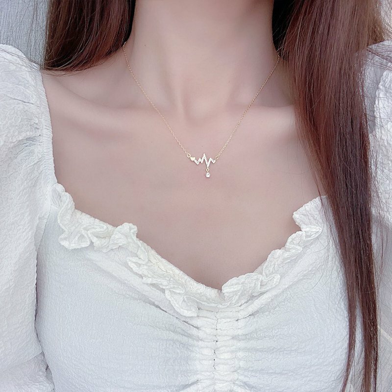 Silver Zircon Heart Star Pendant Necklace Women Choker Wedding Jewelry Gift
