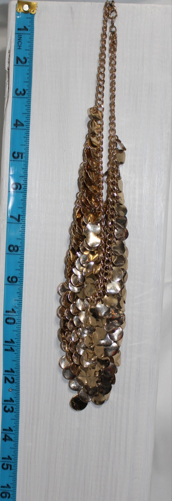 Natasha Branded Goldtone Cascading Metal Disc Bib Statement Necklace