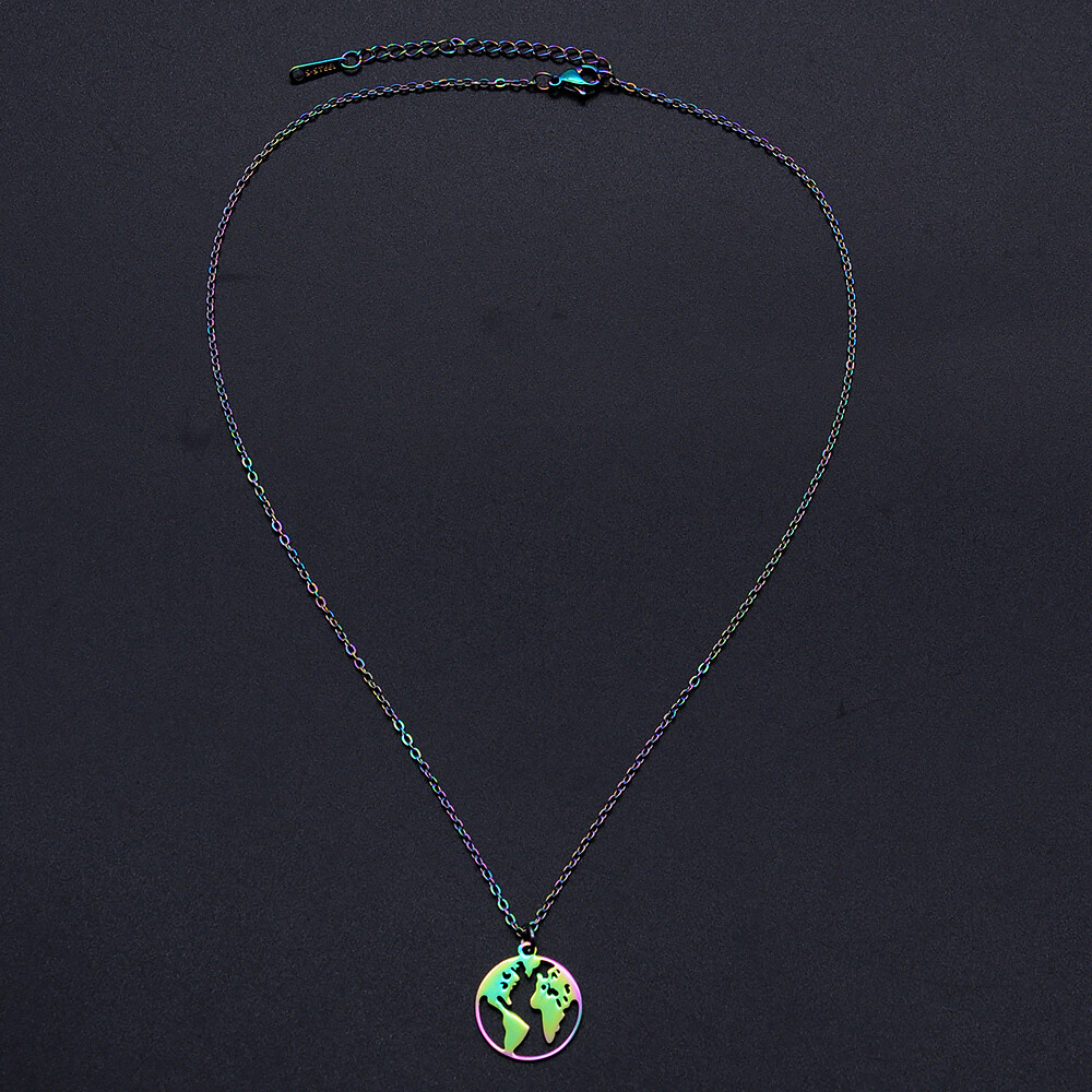 Stainless Steel Pendants Necklace Lobster Rainbow 15-3/4 inches 40cm 1.5mm Z614