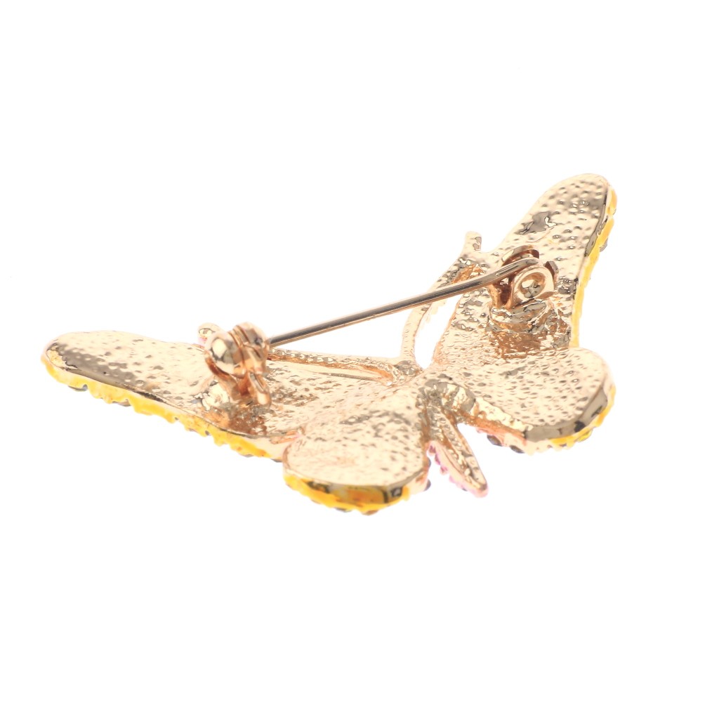 Gold Tone Alloy Metal Crystal Butterfly Brooch With Rhinestone P1173-GYP