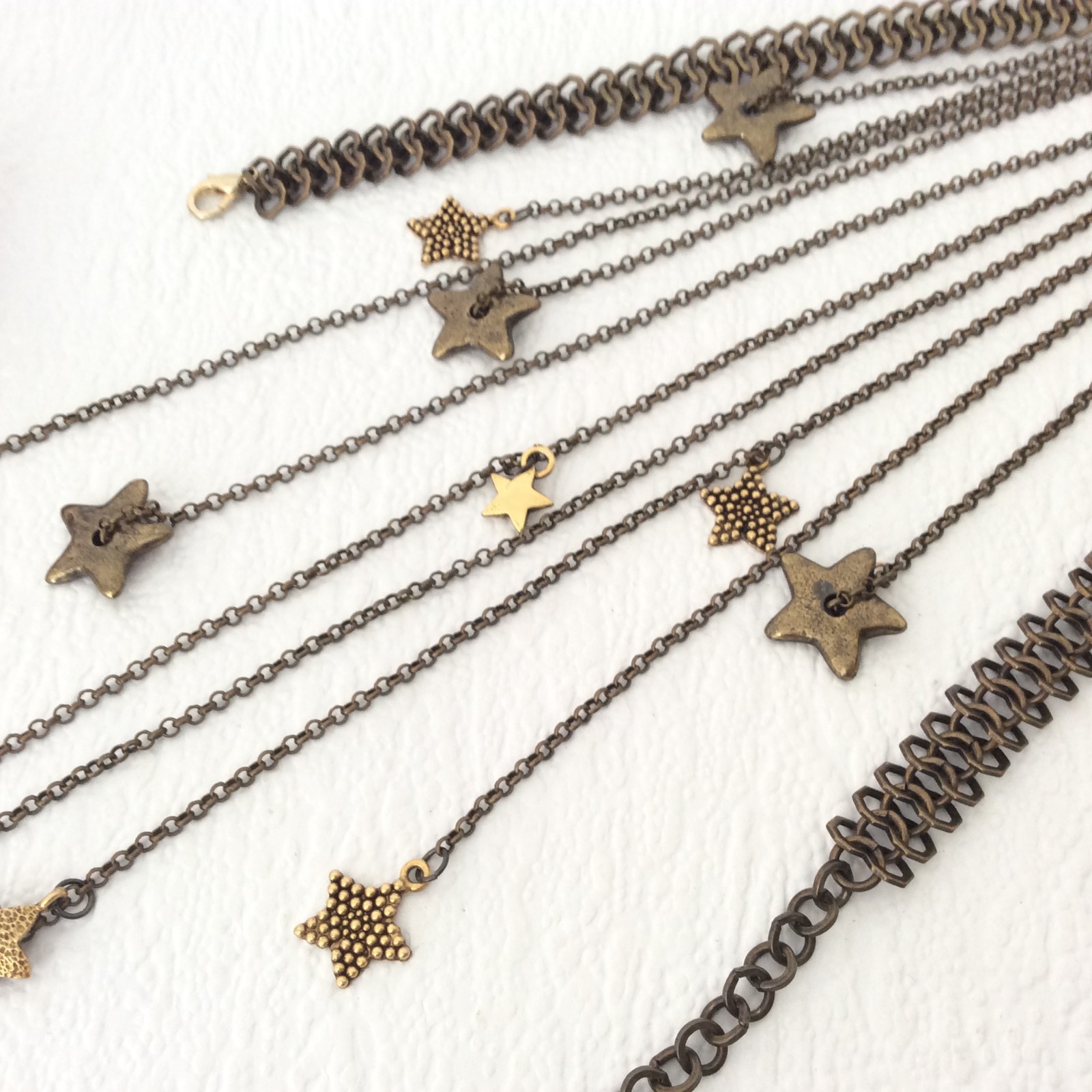 Jamie London metal star necklace – Statement bib – Boho – 40cm/15in – Gift box