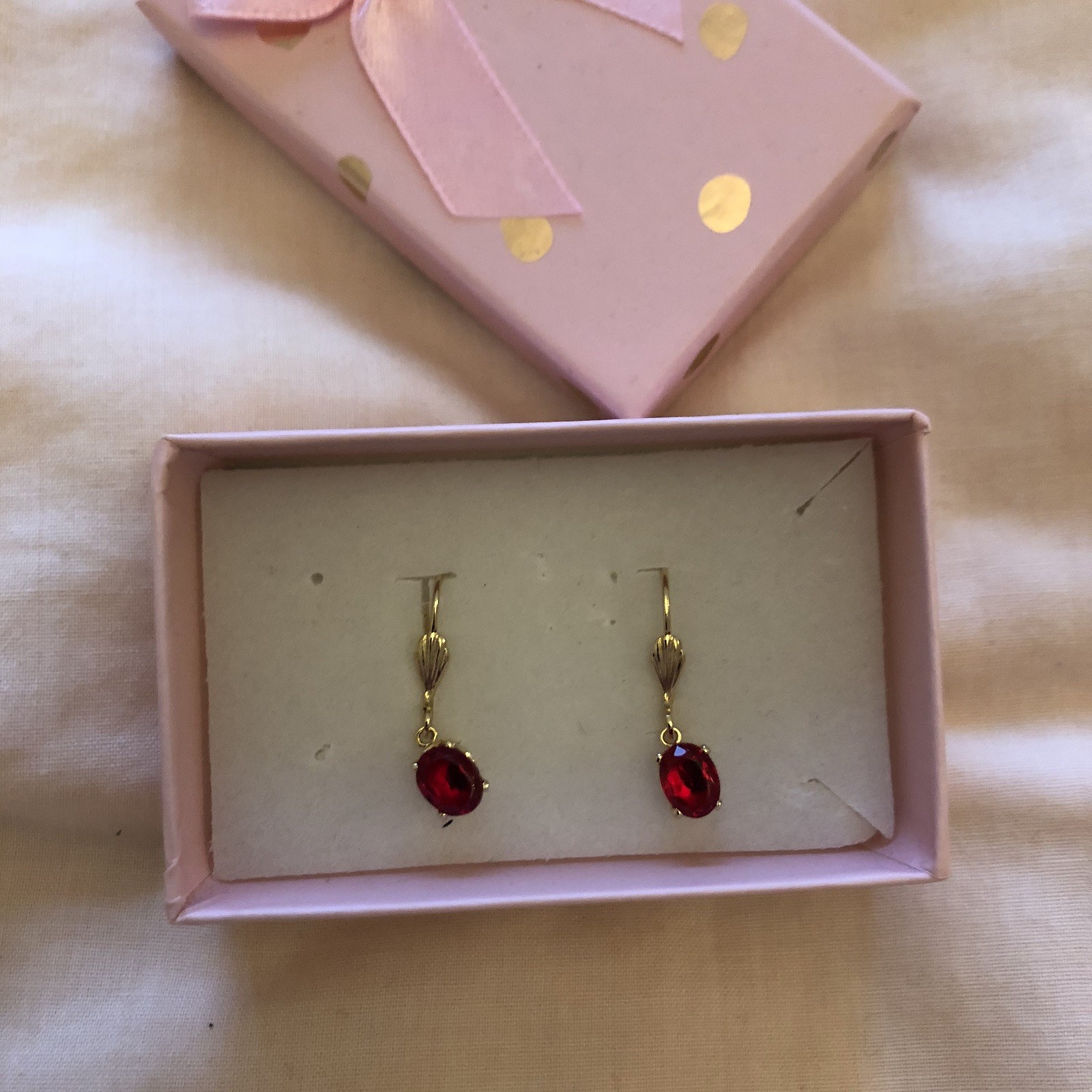 Gold Electroplated Red Earrings Ladies Smart Casual Everyday Gift Occasion