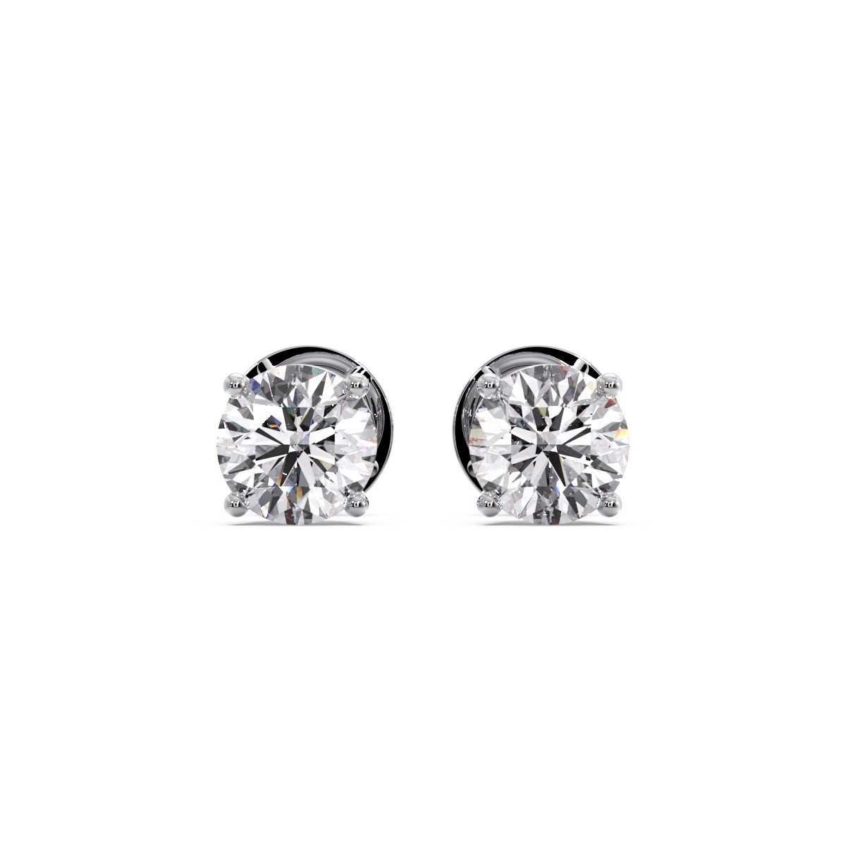 1.00 Ct Round EF VS Lab Grown Diamond 4 Prong Pushback Studs in 14k White Gold