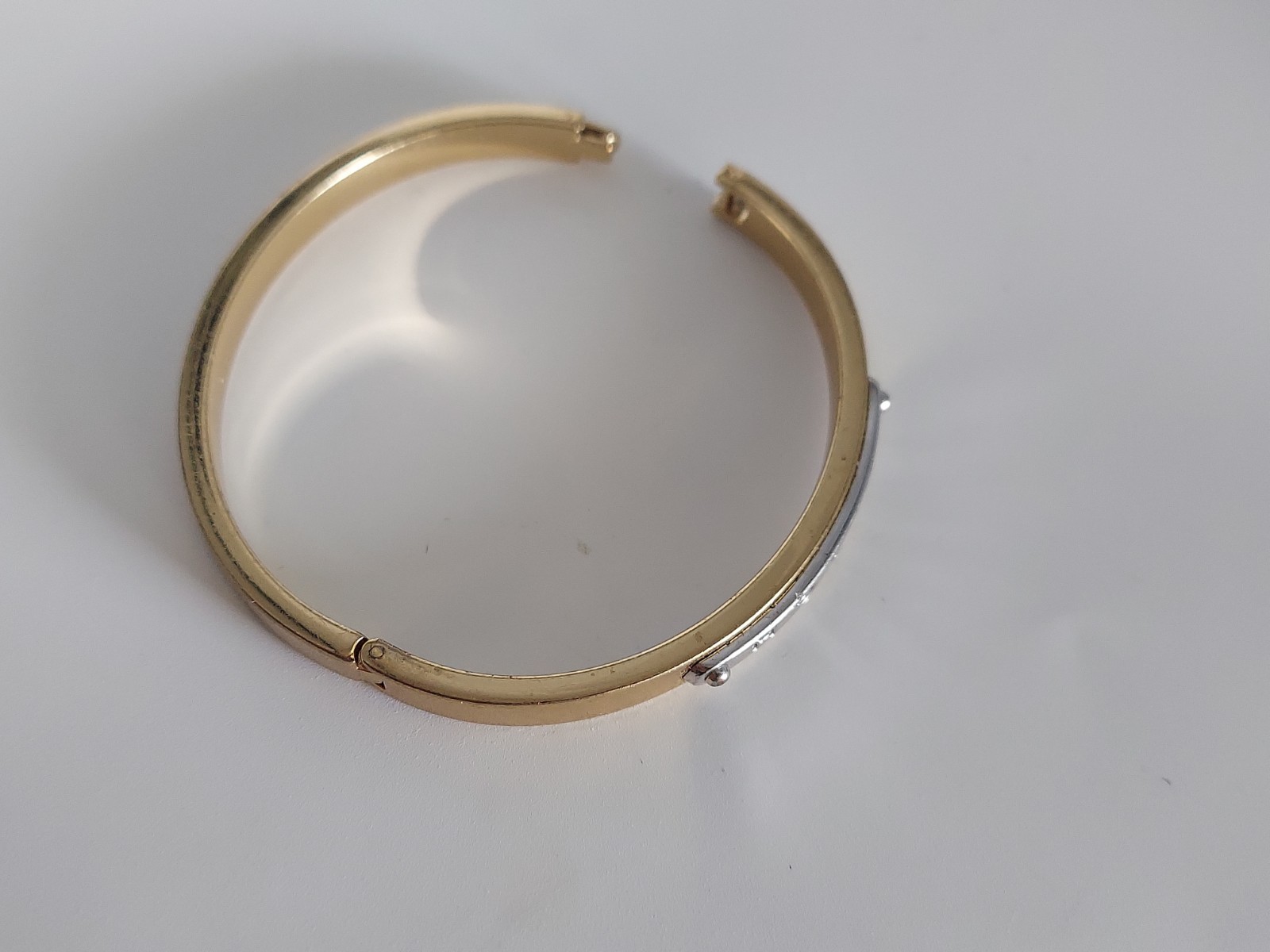 Authentic Coach Gold & Silver Branded Hinged Bangle Bracelet Size 6.75