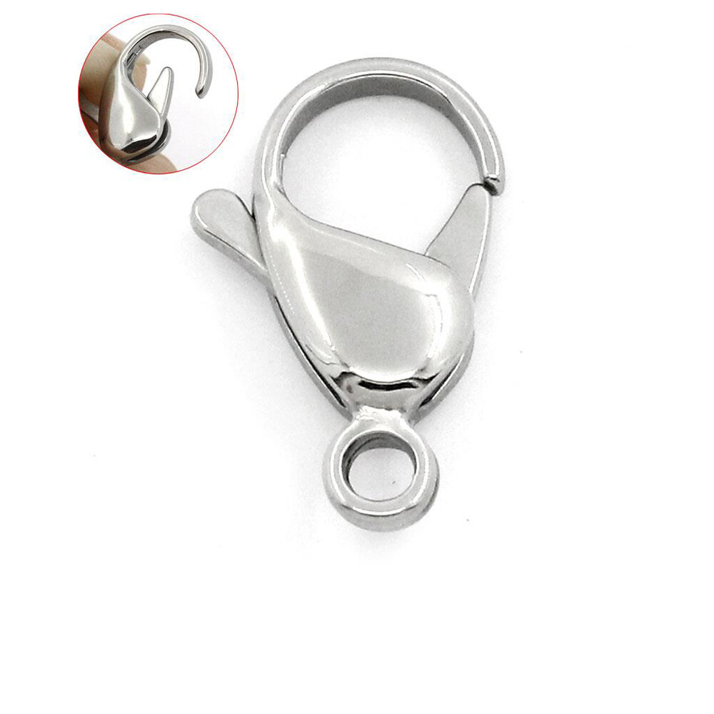 5 Pcs Stainless Steel Silver Tone Lobster Claw Clasp for Jewelry 19x12mm