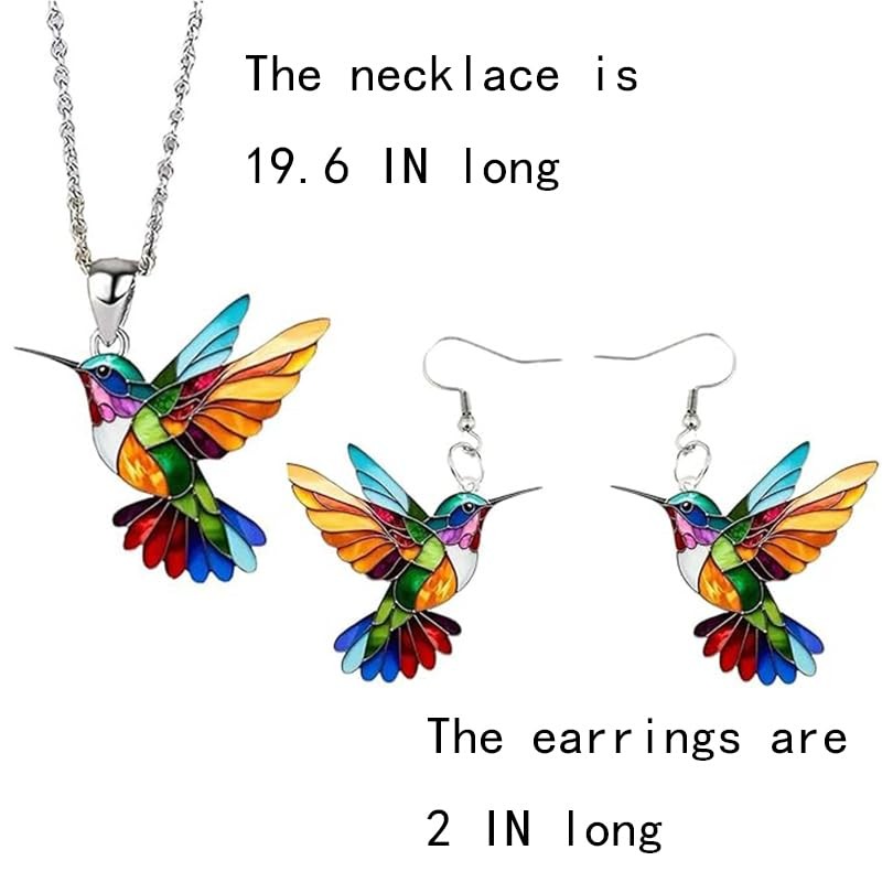Hummingbird Necklaces for Women Necklace and Earrings Colorful