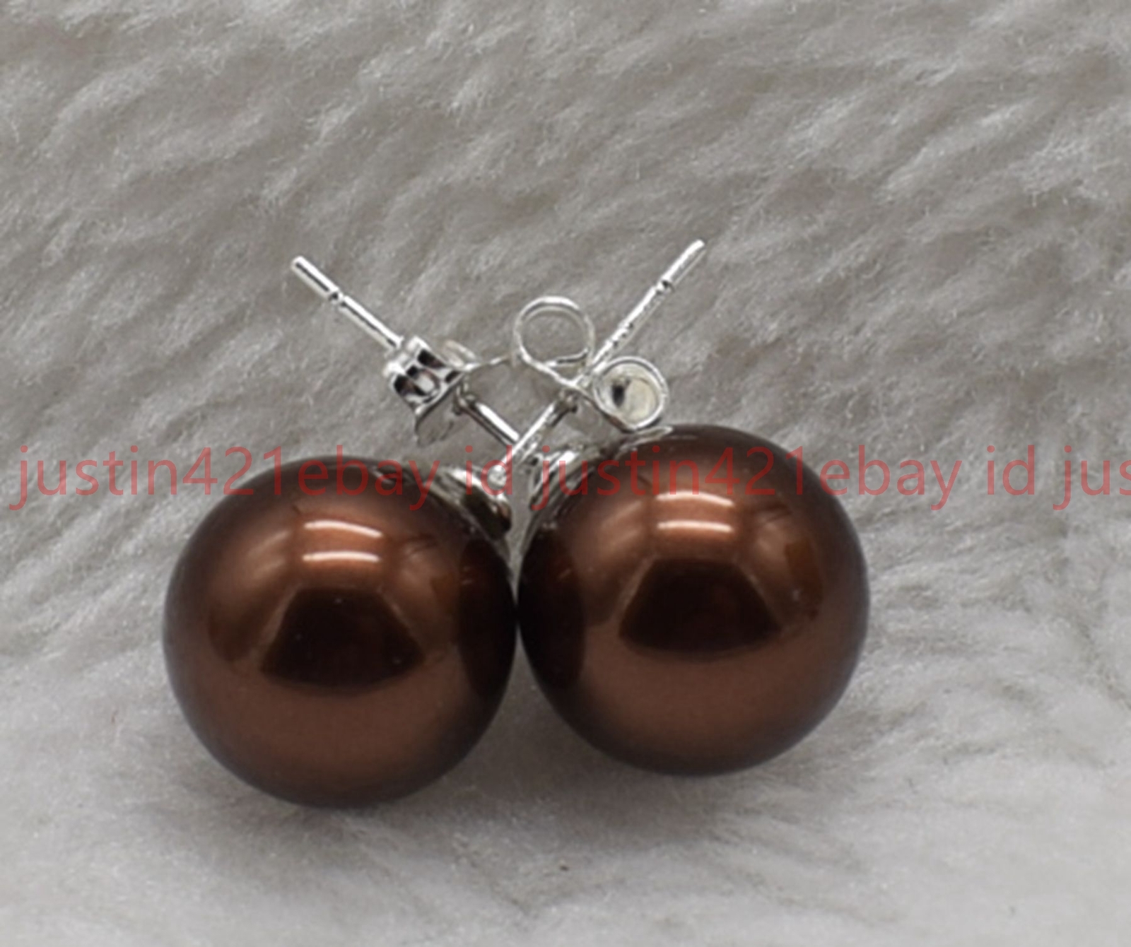 8/10/12/14mm Natural Multicolor Round Shell Pearl Beads 925 Silver Stud Earrings