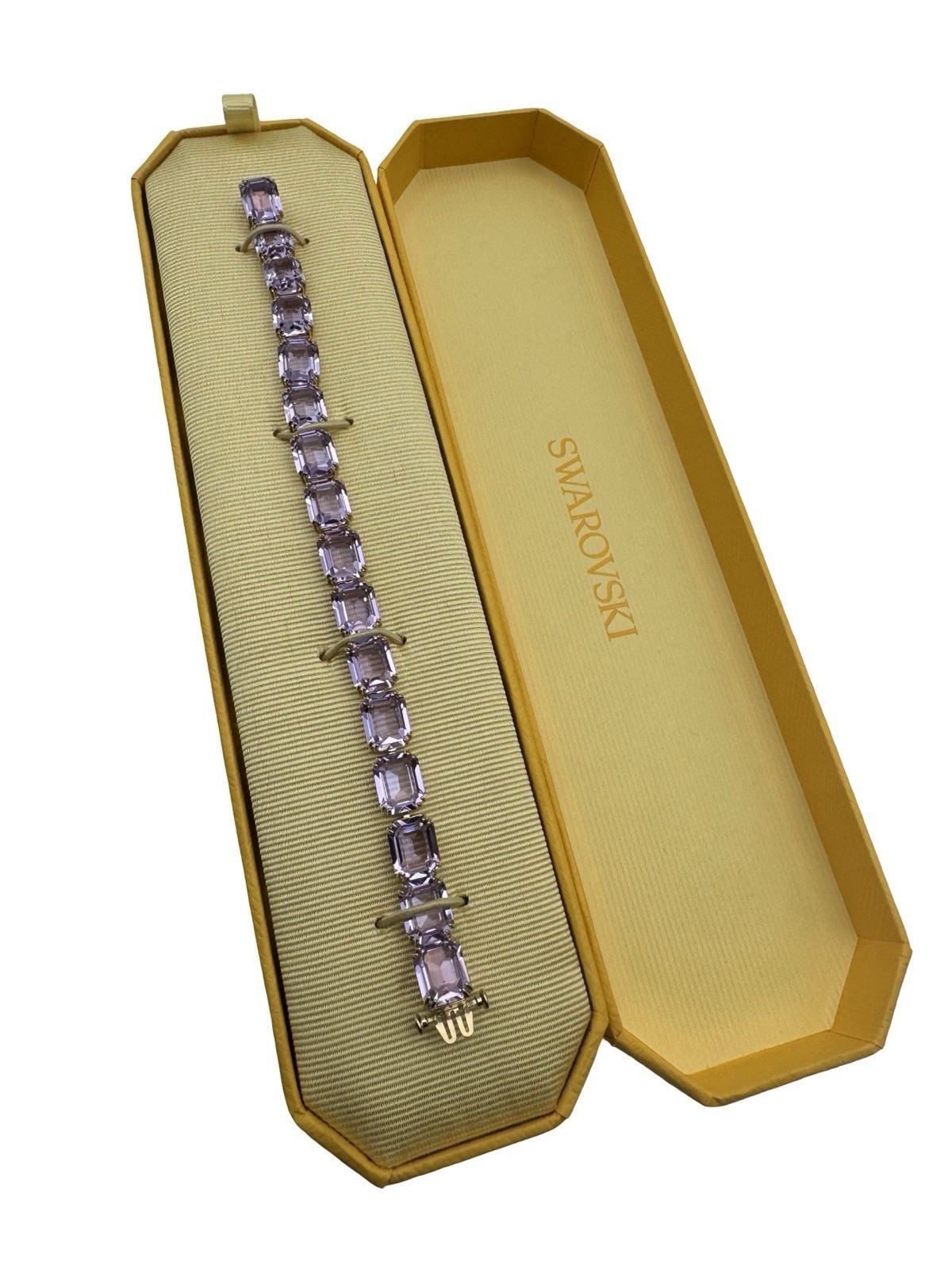 Swarovski Millenia Tennis Bracelet Octagon Purple Crystal Gold Tone