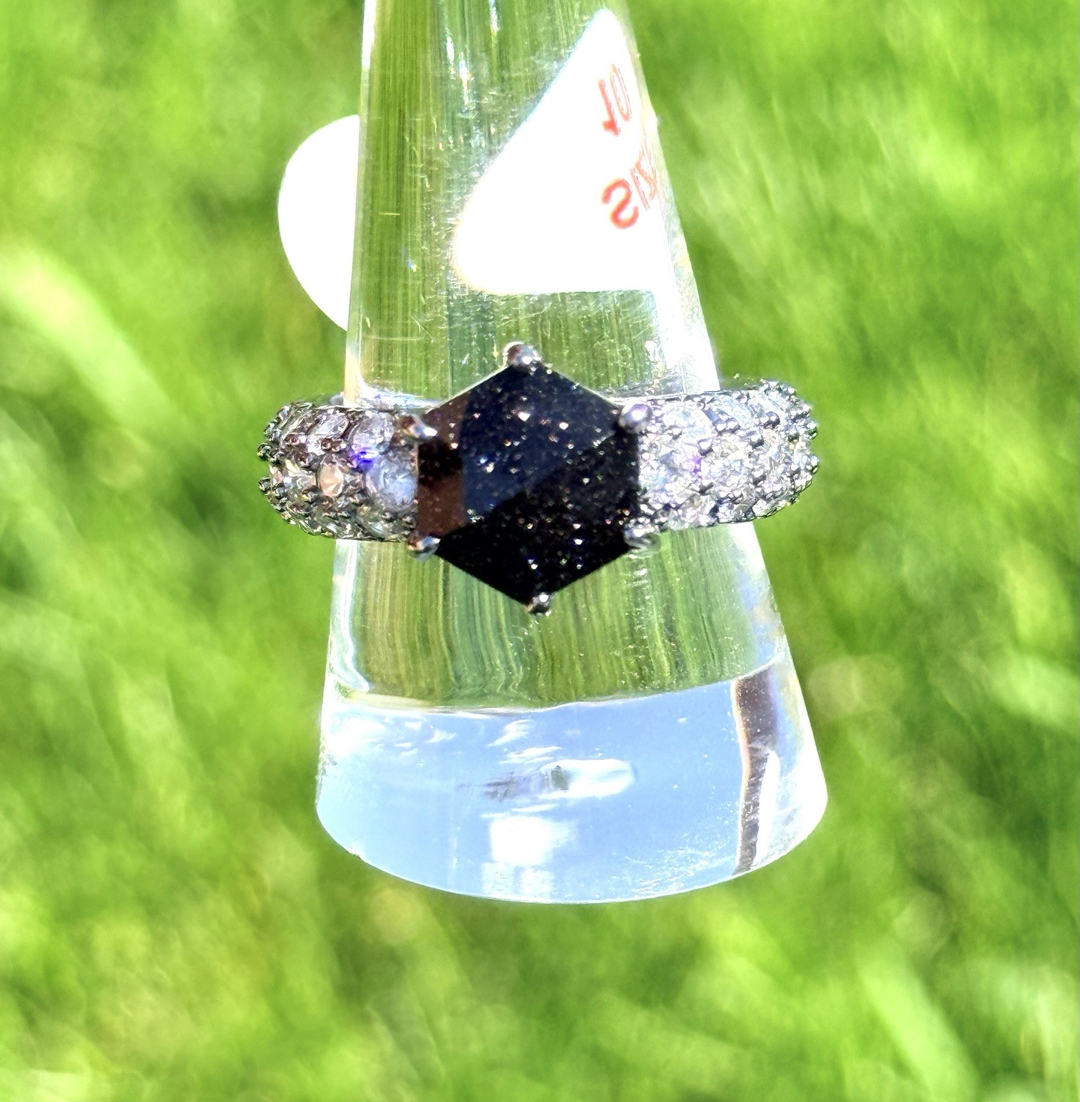 Bomb Party – Bold By Nature – Ring Size 10 – Onyx Sandstone on Hematite Plating