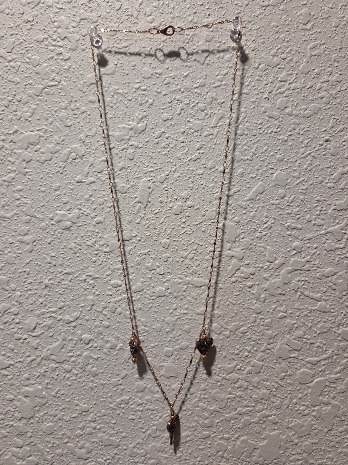 Gold Tone Heart Jewelry Set Necklace & Dangle Earrings, No Stone