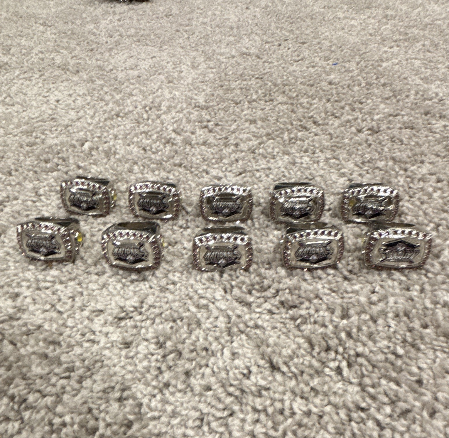 Lot Of 10 Stainless Steel Signet Rings Size Small Silver Tone Square Face