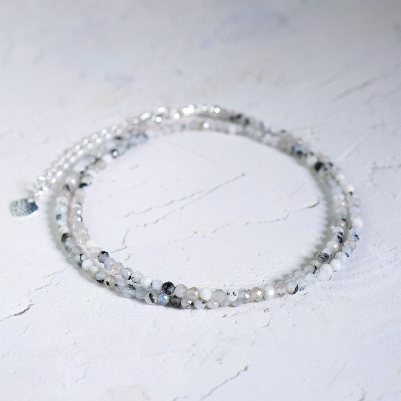 Black Moonstone Choker Delicate Stone Beads Necklace Crystal Dainty Choker