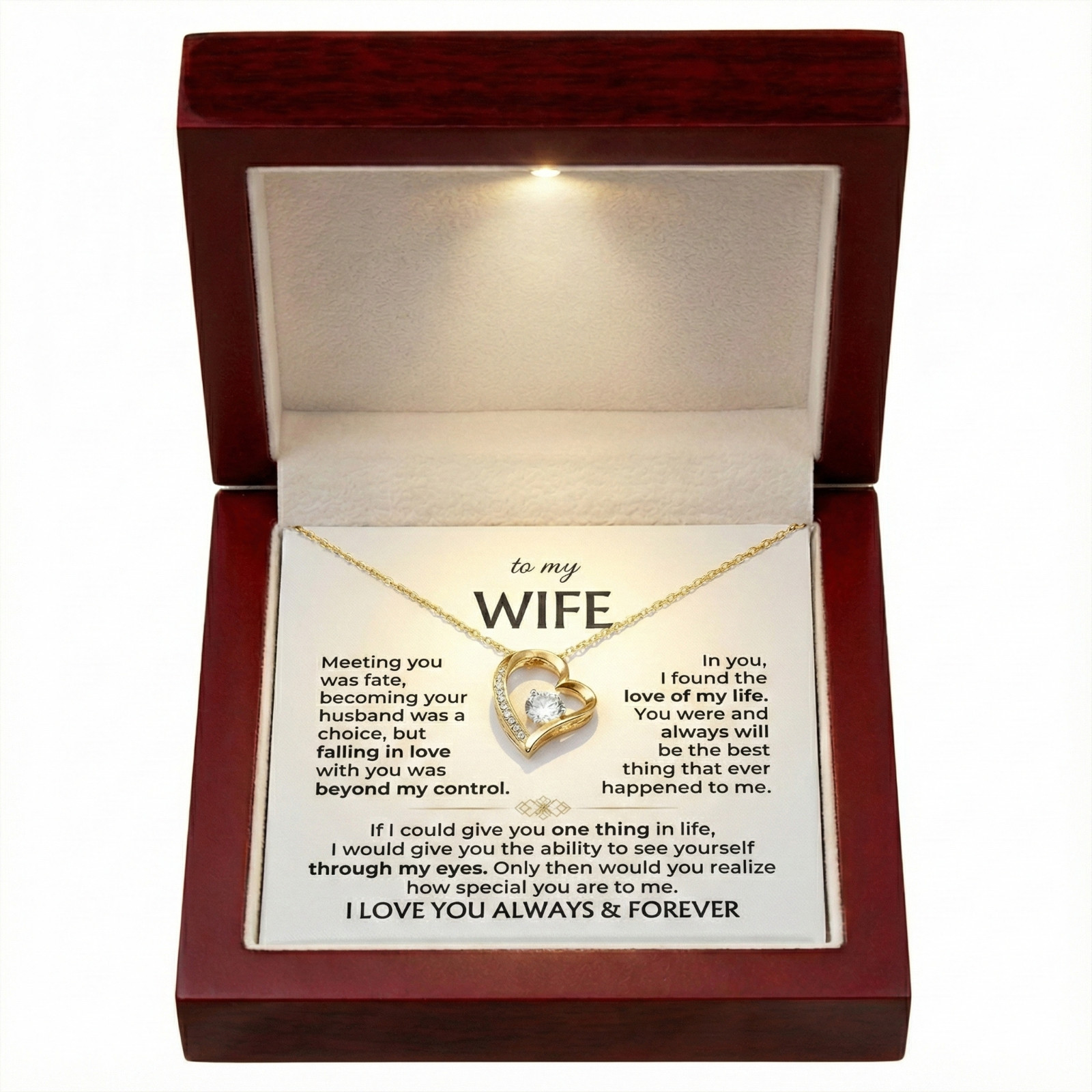 To My Wife Necklace Gift from Husband Anniversary Birthday Jewellery LED Gift