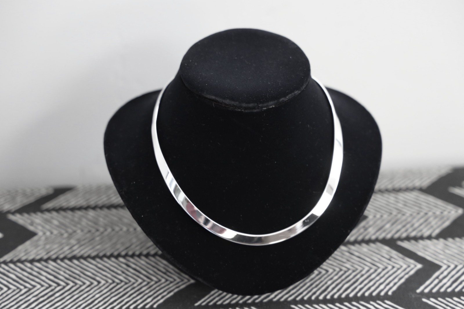 .925 Sterling Silver Plated Choker Collar Necklace Oval Flat Small Jewelry