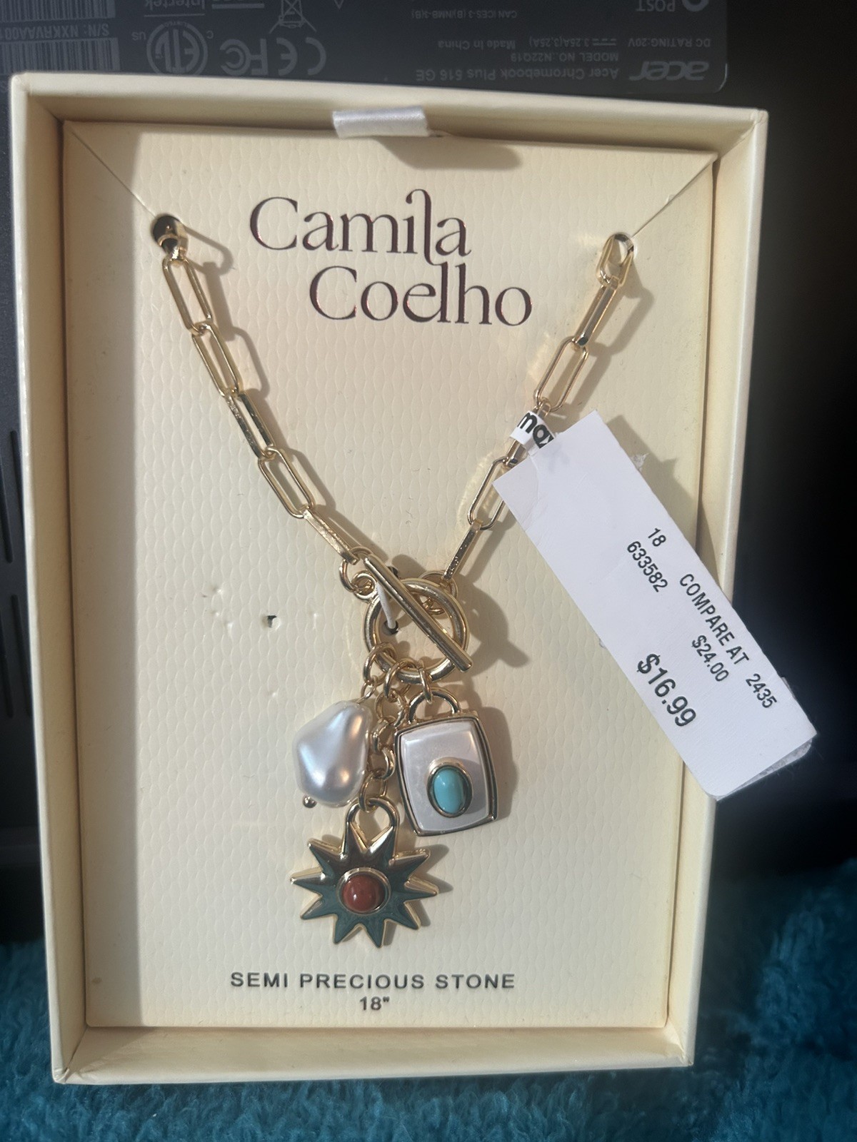 Camila Coelho Semi-Precious Stone Necklace, 18″. NWT