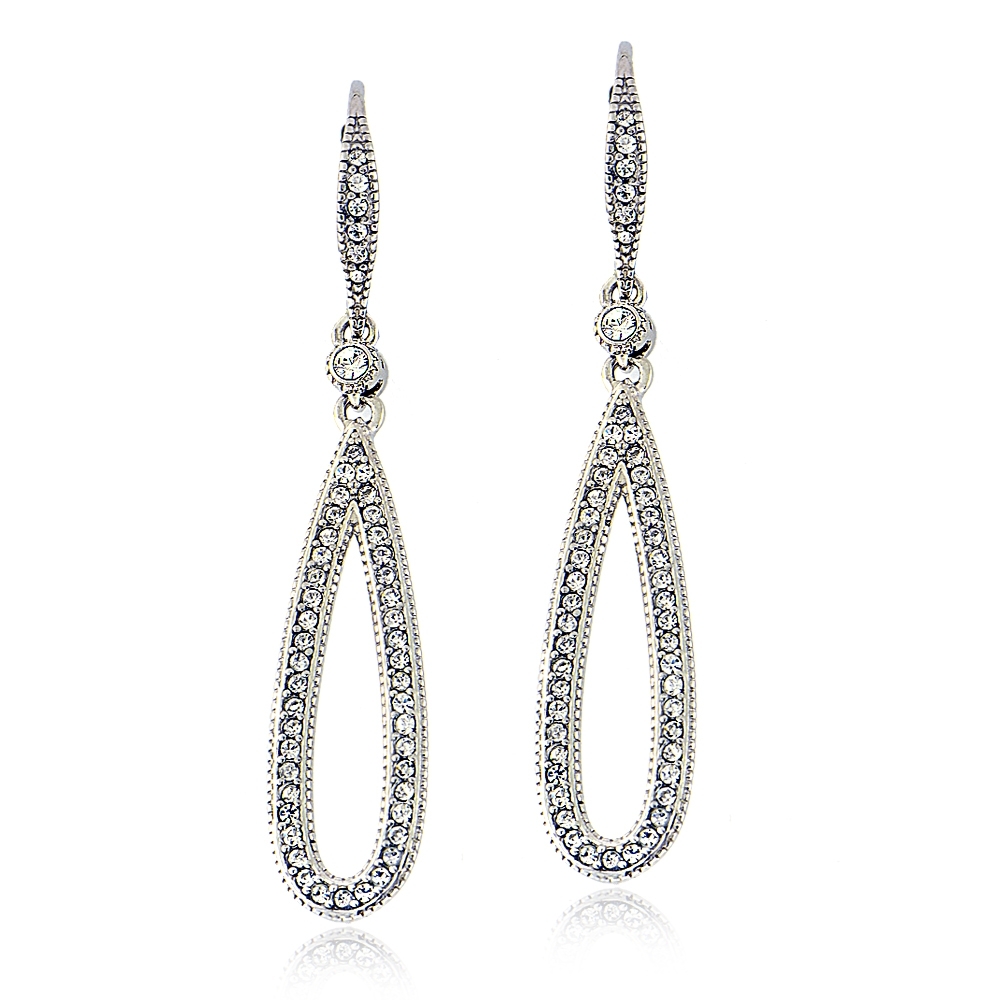 European Crystal Teardrop Leverback Dangle Earrings
