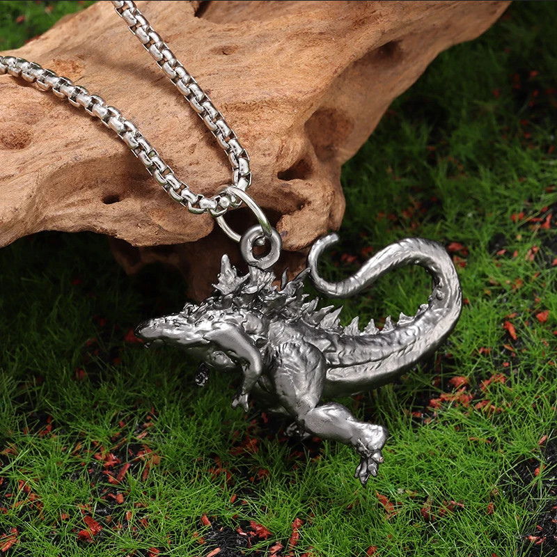 Godzilla Monster Jewelry Black Steel Sexy Dinosaur Movie Pendant Necklace