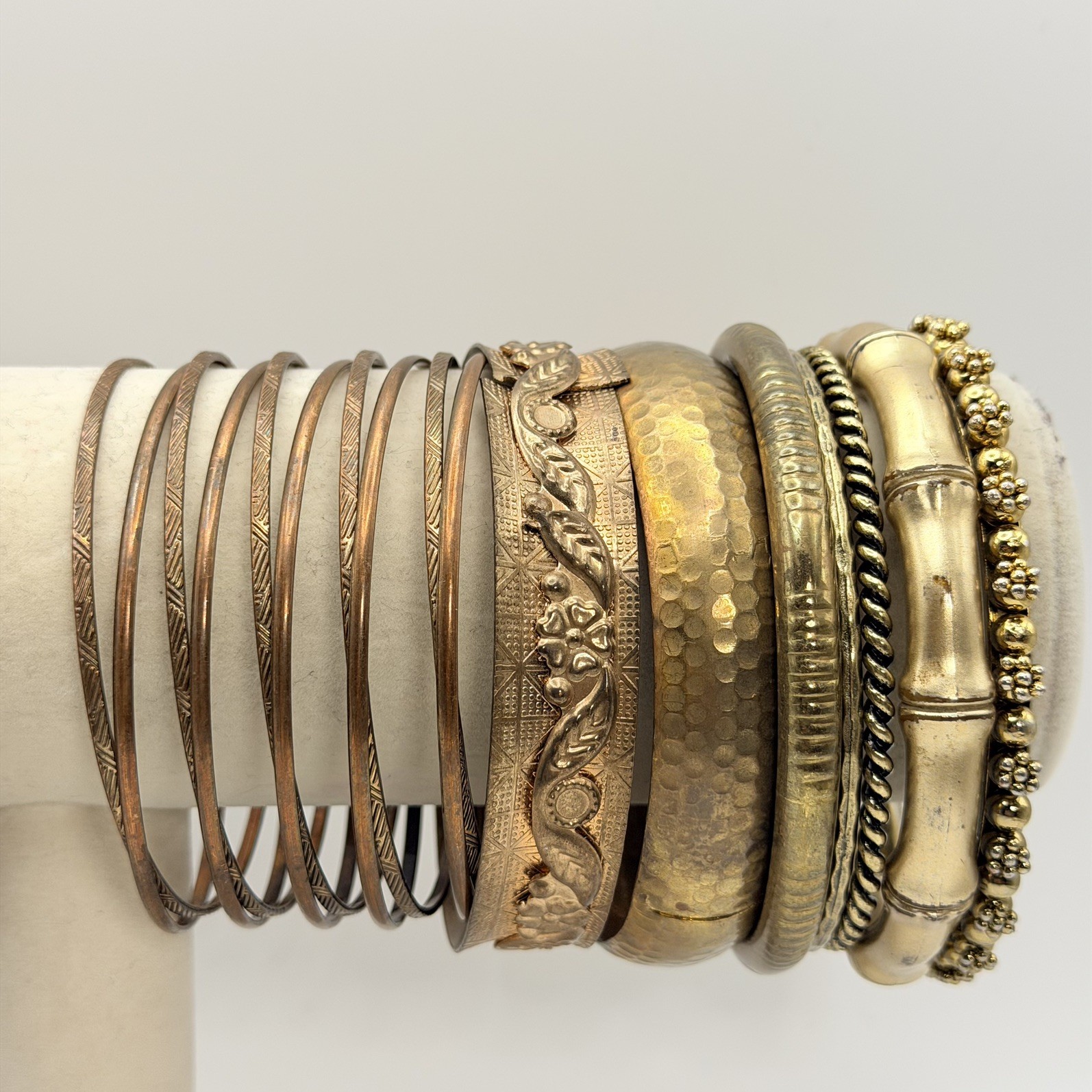 Lot Of Gold Bronze Tone Bangles Bracelets & Cuffs Mixed Wearable Craft Resale