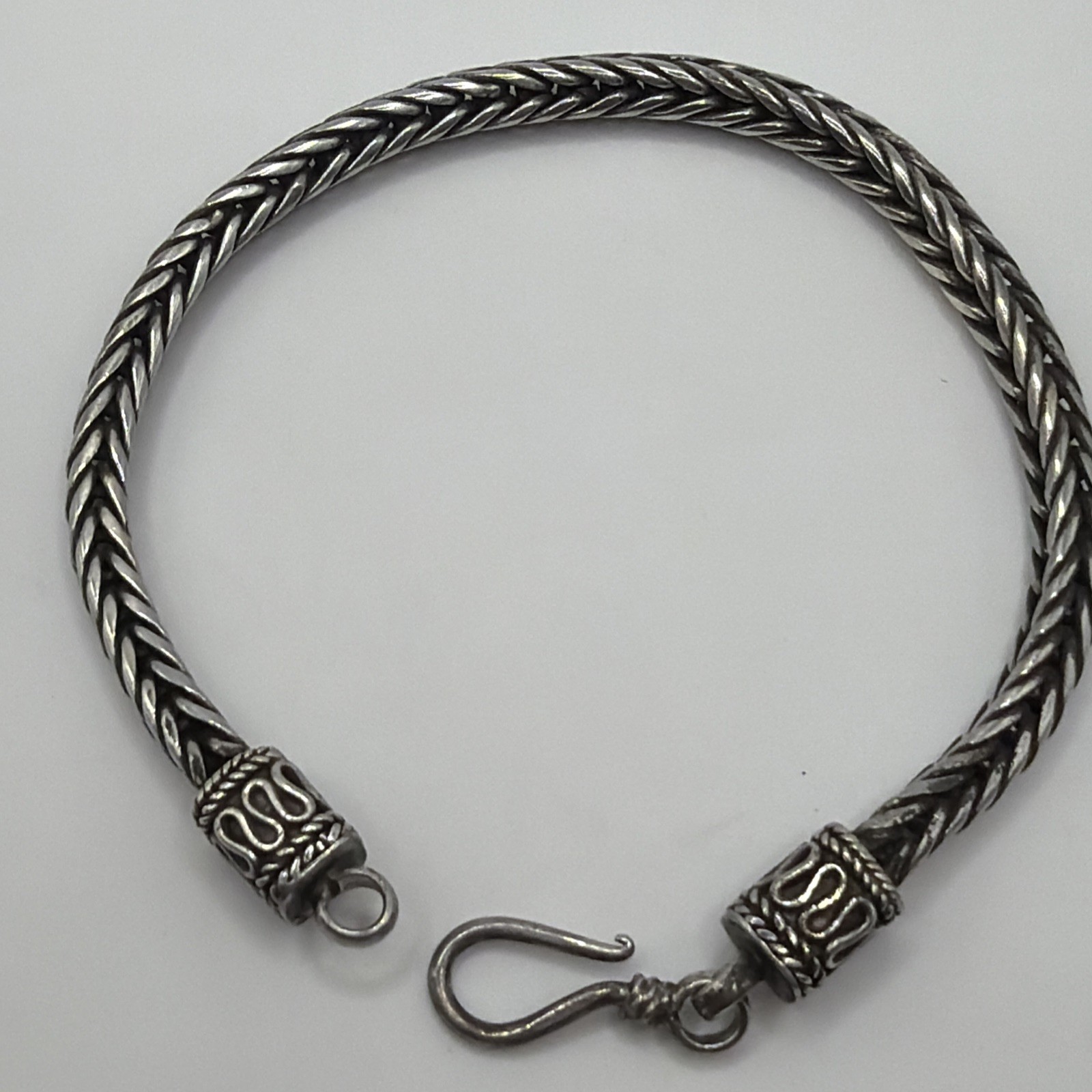 Men’s 925 Sterling Silver Foxtail Chain Bracelet Braided Wheat Link