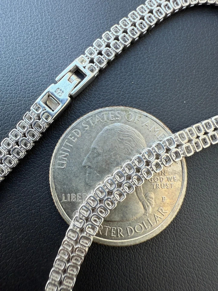 5ct Round Simulated Diamond Stunning Tennis Unisex Bracelet 14kWhite Gold Plated