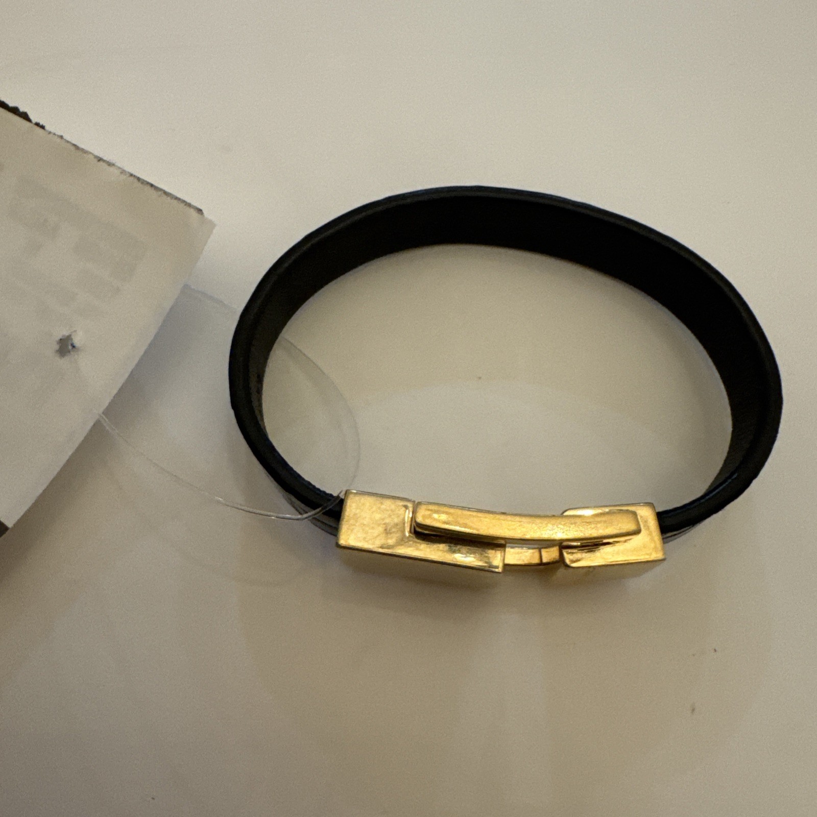 Y1015 Saint Laurent Paris LE CARRE leather Bracelet Gold x Black Women Sz M