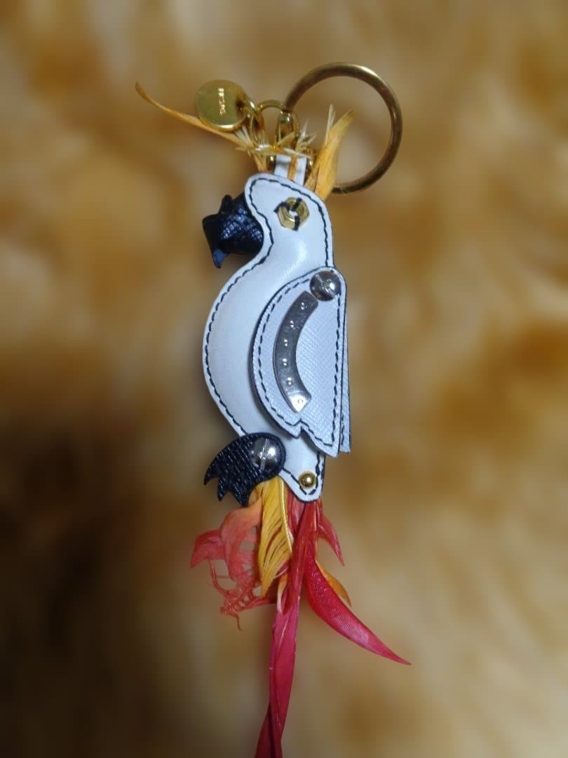 Prada Parrot Keychain with Wings Synthetic Leather White/Pink/Orange/Black