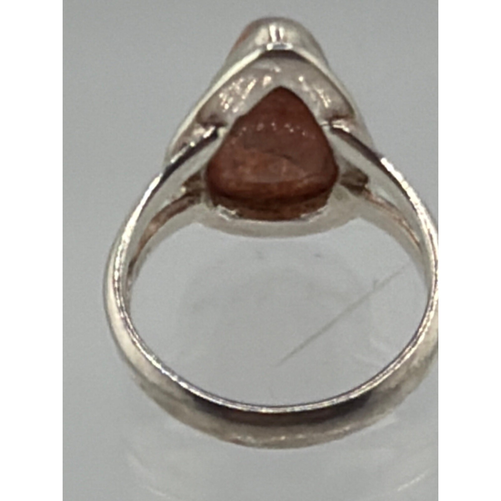 Bohemian Handcrafted Sterling Silver Pear-Shaped Sunstone Ring Size 7