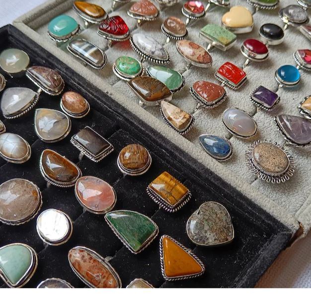 Jasper & Mix Gemstone 925 Sterling Silver Plated Design Wholesale Lot Rings