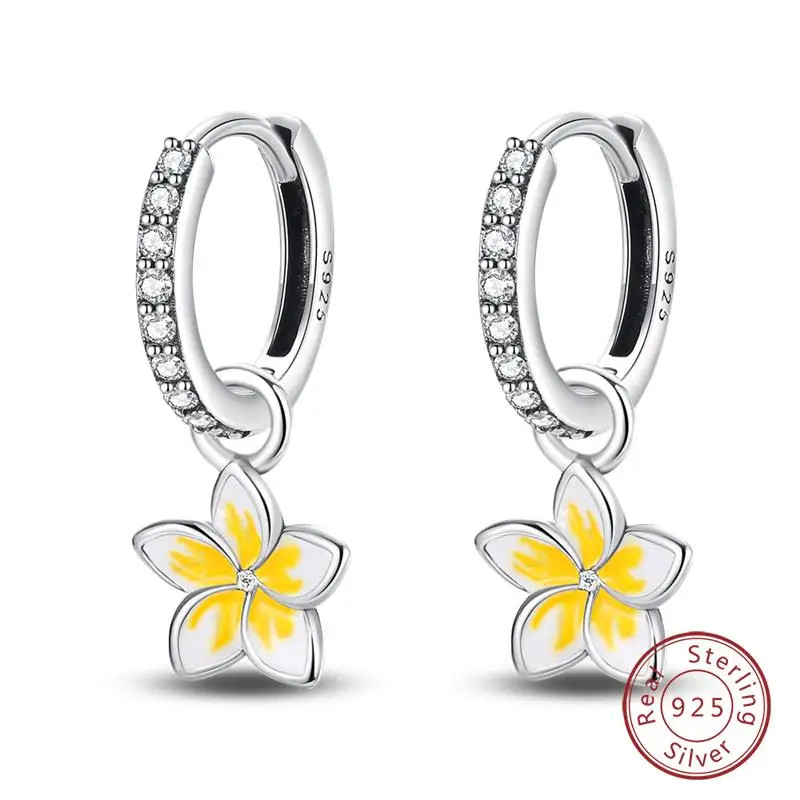 925 Sterling Silver Lotus Zircon Drop Earrings Women Wedding Classic Jewelry