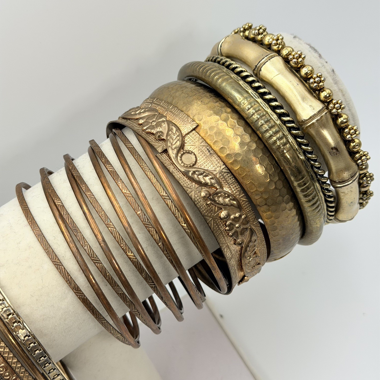 Lot Of Gold Bronze Tone Bangles Bracelets & Cuffs Mixed Wearable Craft Resale