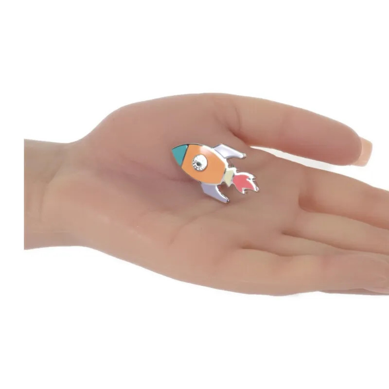 HERMES Space H Badge Brooch Metal Multi Orange Women’s Unisex ISY