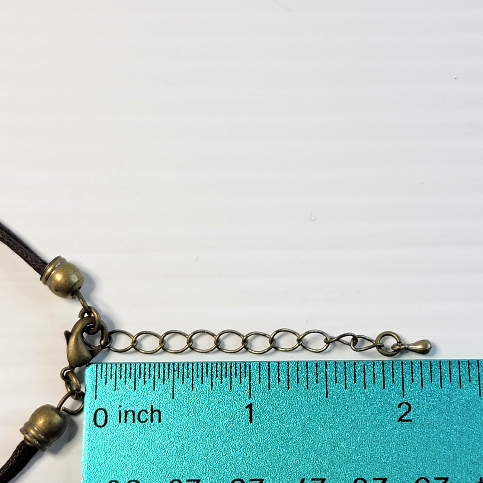 Vintage Bronze Tone Leopard Figure Statement Pendant Necklace Brown Leather Cord